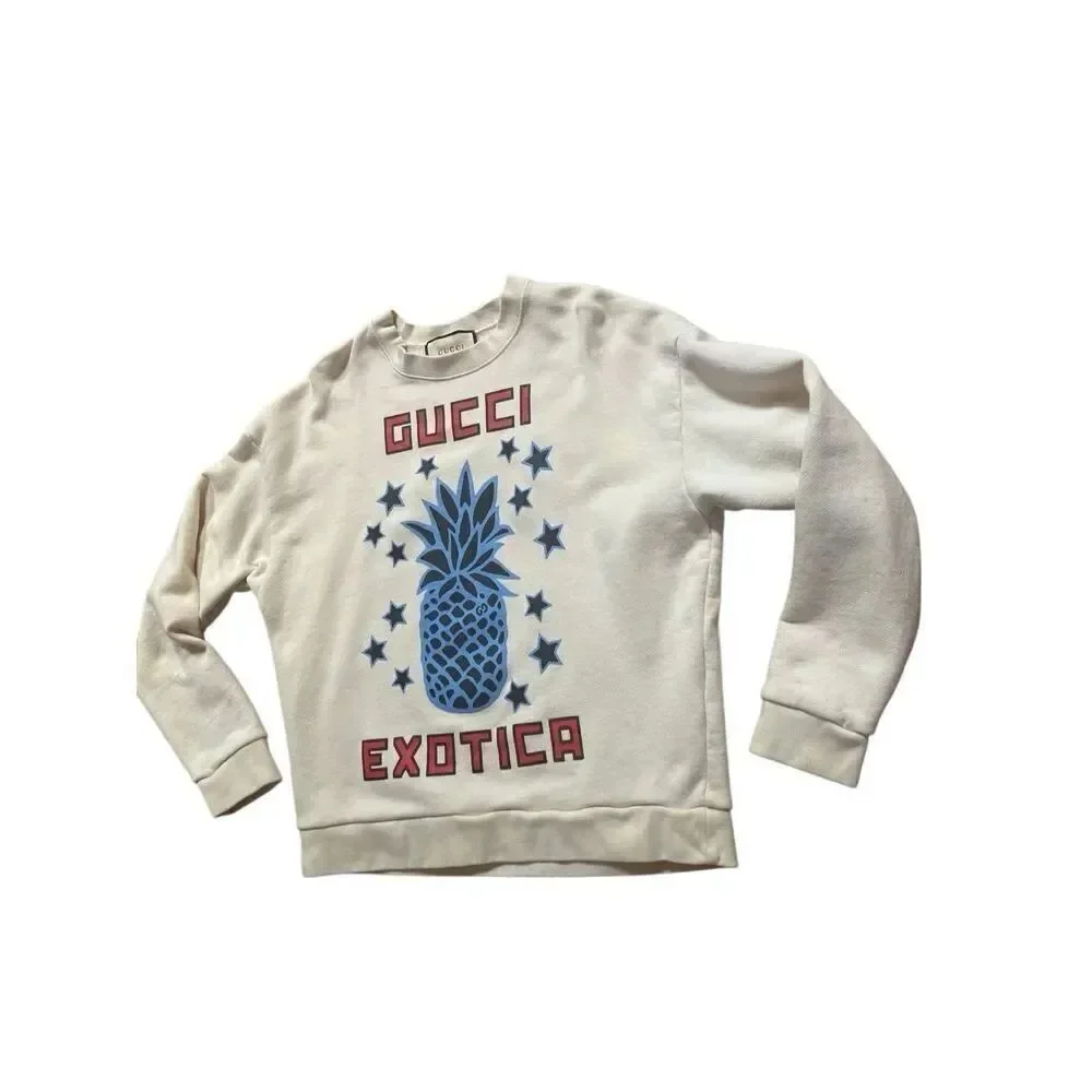Gucci Exotica 100% Cotton Crewneck Sweatshirt Pineapple Off White Men’s S